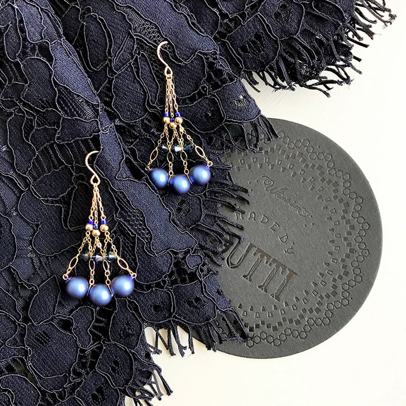 14KGF: 05 DRITTE DAME Earrings　-ピアス/イヤリング - 耳环/耳夹 - 水晶 蓝色