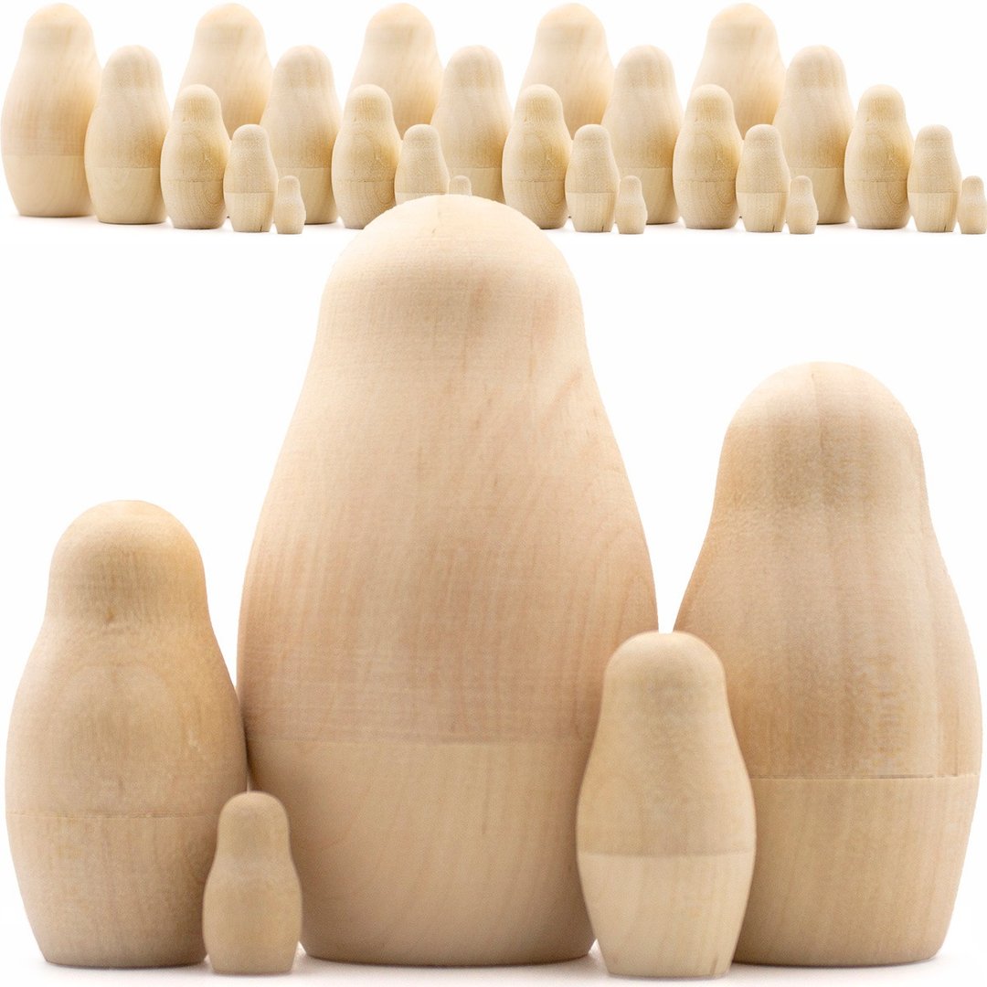 Blank Nesting Dolls Lot 5 Set by 5 pcs - Wood Painting Crafts - Unpainted Dolls - 木工/竹艺/纸艺 - 木头 