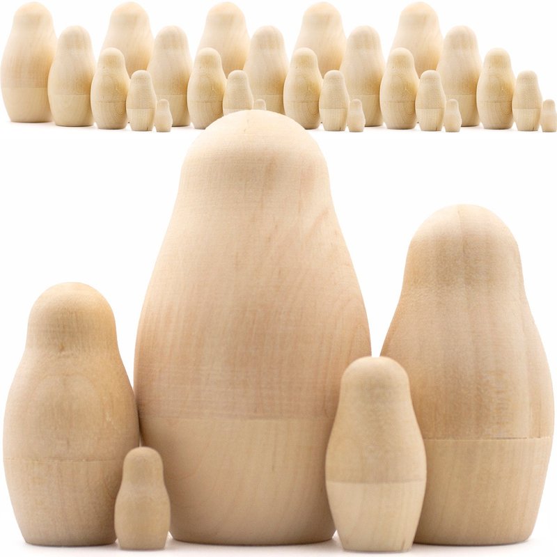 Blank Nesting Dolls Lot 5 Set by 5 pcs - Wood Painting Crafts - Unpainted Dolls - 木工/竹艺/纸艺 - 木头 