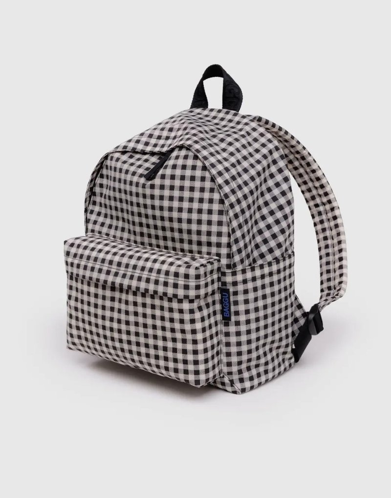 BAGGU - 简约尼龙后背包 - 黑白格 ( 可放13寸笔电) - 后背包/双肩包 - 防水材质 