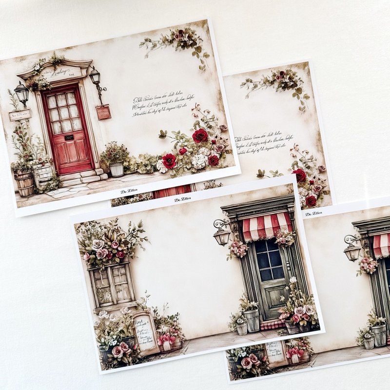 Z254 - 复古背景 - 贴纸 - 纸 