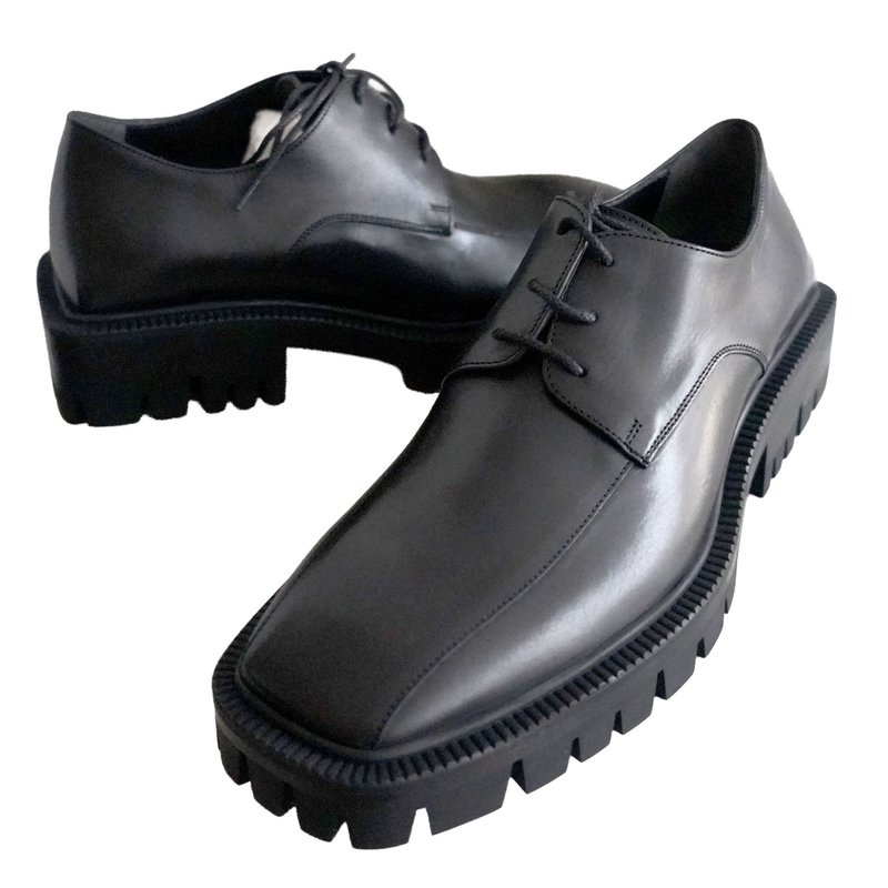 BALENCIAGA Chaussures en Cuir Noir à Bout Carré - 男款皮鞋 - 真皮 黑色
