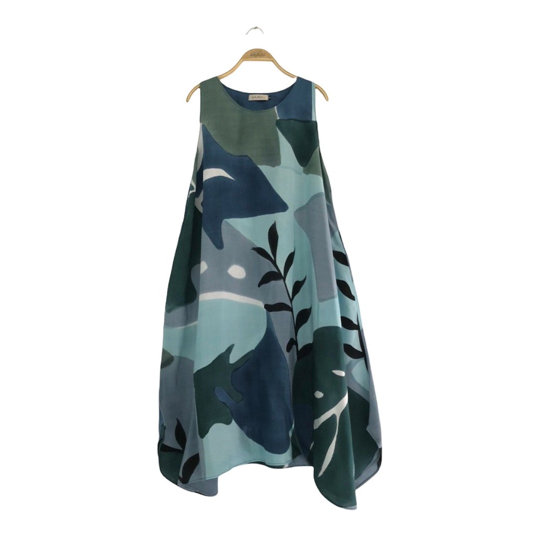Dress Hand Paint Soft Cotton for Yoga Vacation Holidays Summer Beach S,M,L,XL - 洋装/连衣裙 - 棉．麻 蓝色