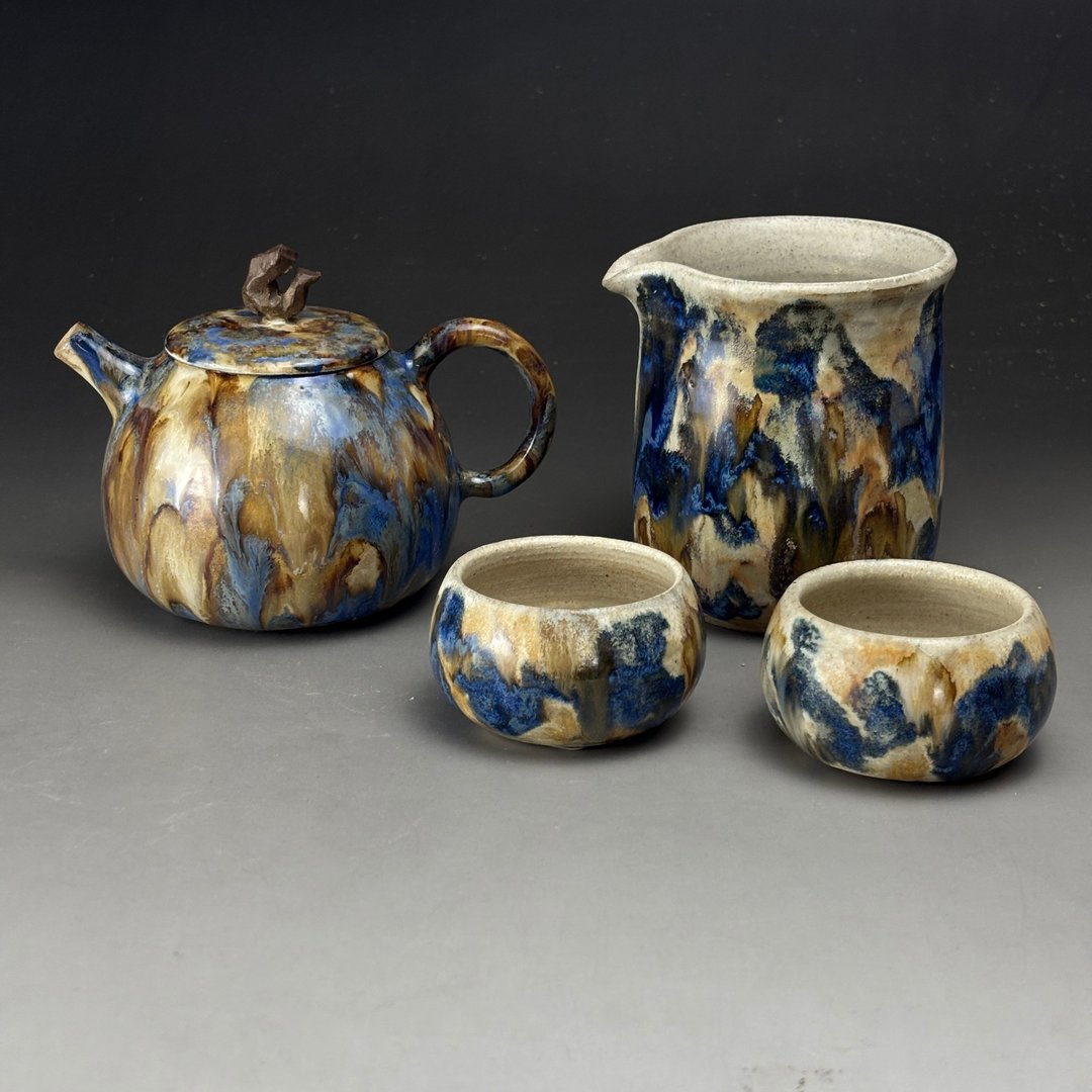 良时美器|台湾陶艺作家周圣钧 幻象茶壶组一壶两杯一茶海 - 茶具/茶杯 - 陶 金色