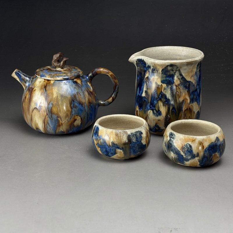 良时美器|台湾陶艺作家周圣钧 幻象茶壶组一壶两杯一茶海 - 茶具/茶杯 - 陶 金色