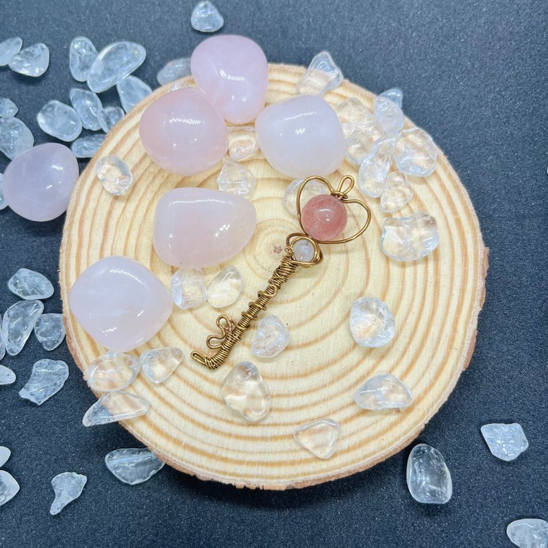 【红心之耀】 草莓晶、月光石金属编织 - 项链 - 其他金属 红色