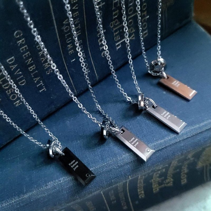 【绝版出清品】眷顾。个性双戴法 直条与圈造型白钢墬饰 墬链 - 项链 - 不锈钢 多色