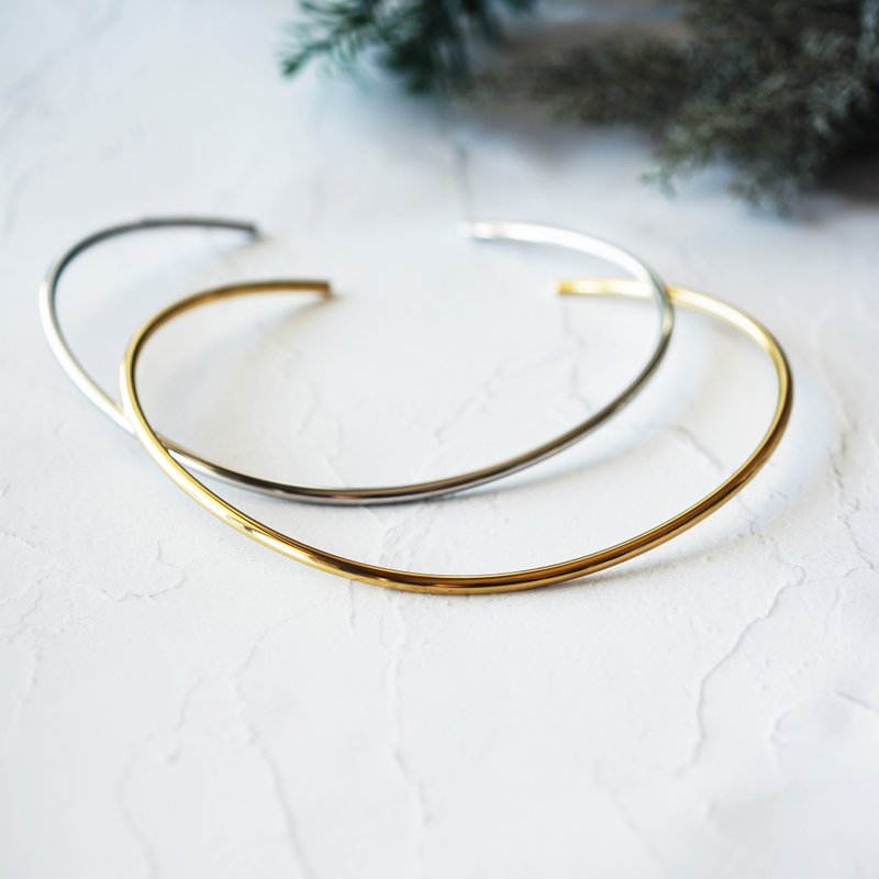 简约 百搭 手术用不锈钢项圈 日食・月食 - 手链/手环 - 宝石 金色