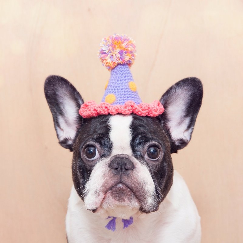 魔幻小丑圆点生日帽-靛蓝底亮黄点 圣诞礼盒 - 衣/帽 - 聚酯纤维 紫色