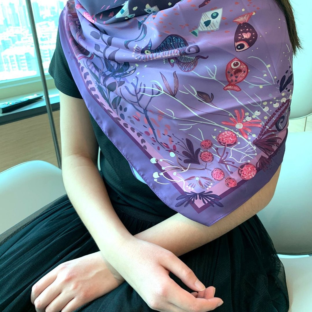 紫色海洋精灵水母大丝巾连丝巾扣高雅礼盒 | 围巾 - 围巾/披肩 - 其他材质 