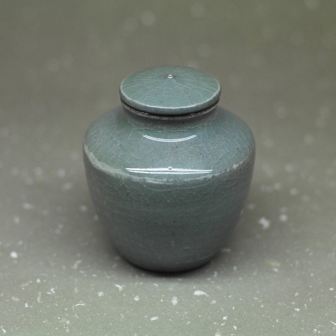 瓮型 青瓷釉 茶仓 瑕 手作陶艺 茶道具 - 茶具/茶杯 - 陶 
