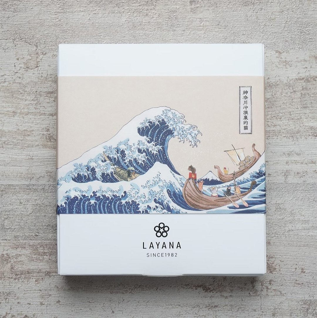 猫浮世绘-神奈川冲浪里的猫 零接触随身筷礼盒 - 筷子/筷架 - 不锈钢 