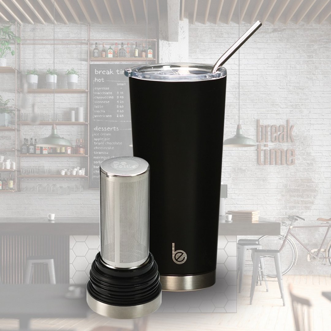 Be Bottle 2.0 多功能滤网不锈钢保温杯附不锈钢吸管-黑色 - 保温瓶/保温杯 - 不锈钢 黑色