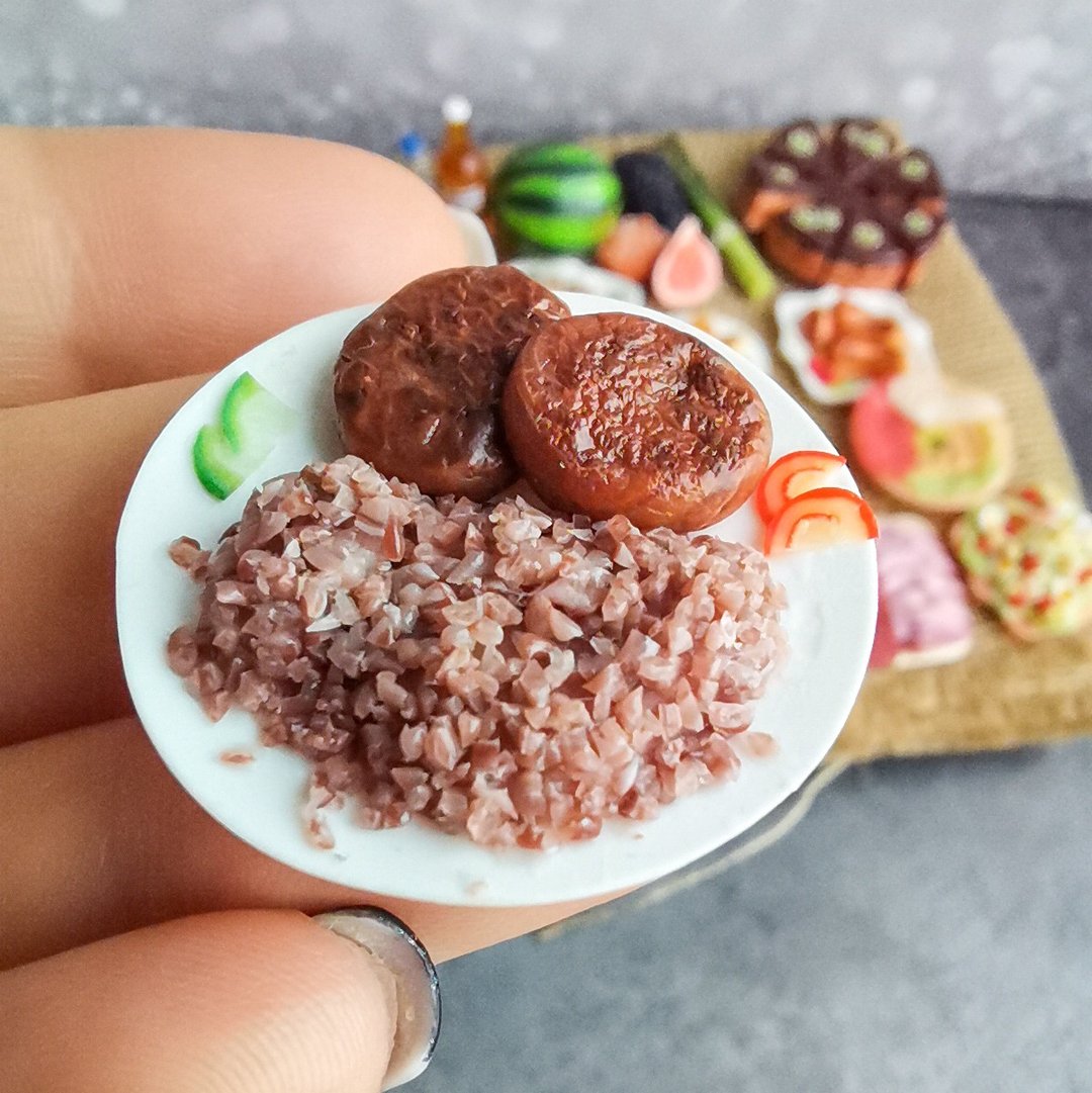 逼真的芭比食物 1:6 荞麦肉排  玩具屋食物 - 其他 - 粘土 多色