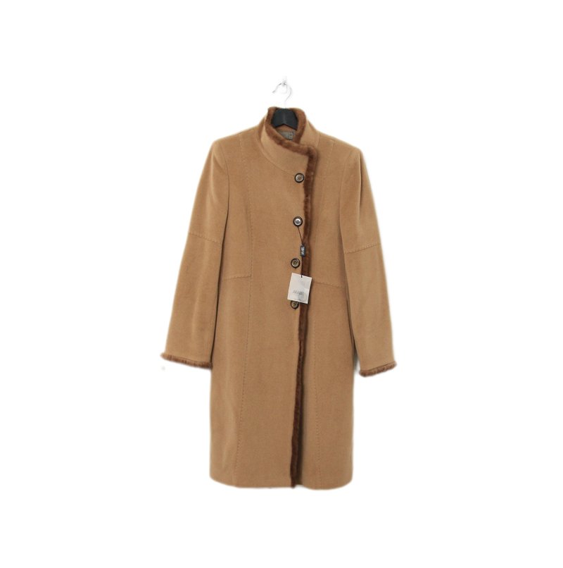 Back to Green-秋冬大衣外套 高领卡其色 毛边 A-01/vintage - 女装休闲/机能外套 - 羊毛 