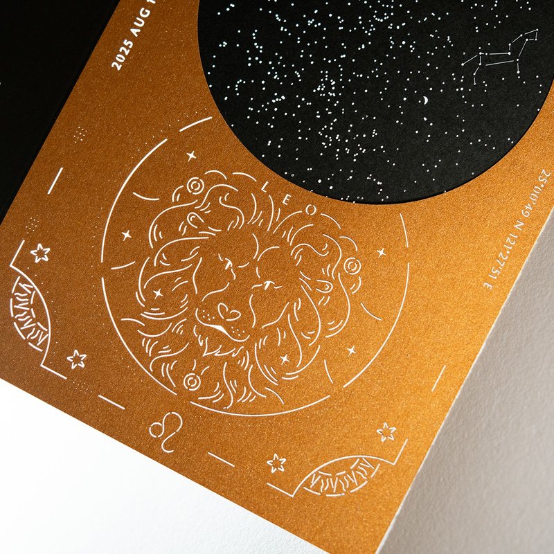 狮子座-星座系列定制卡片 - 卡片/明信片 - 纸 金色