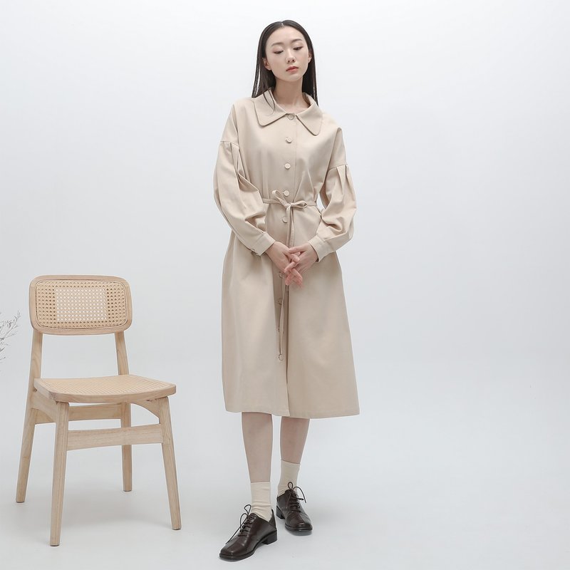 【经典原创】Peaceful_宁静法式洋装_CLD510_卡其 - 洋装/连衣裙 - 聚酯纤维 卡其色