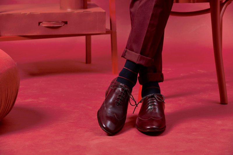 WHOLE-CUT 翼纹缝线牛津鞋 酒红　绅士鞋│婚鞋│皮鞋│男 - 男款牛津鞋/乐福鞋 - 真皮 红色