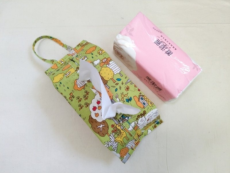 动物森林 活动可挂式卫生纸套/面纸套/露营用/车用/宝宝推车用 - 纸巾盒 - 棉．麻 