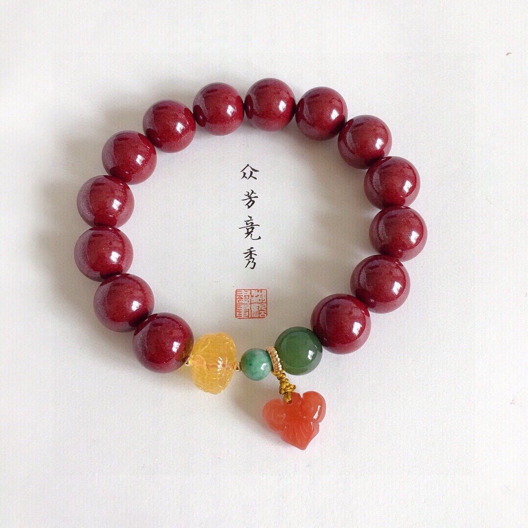 天然原矿朱砂紫金砂手链精品 精品原创 朱砂含量高达95%以上 - 手链/手环 - 宝石 