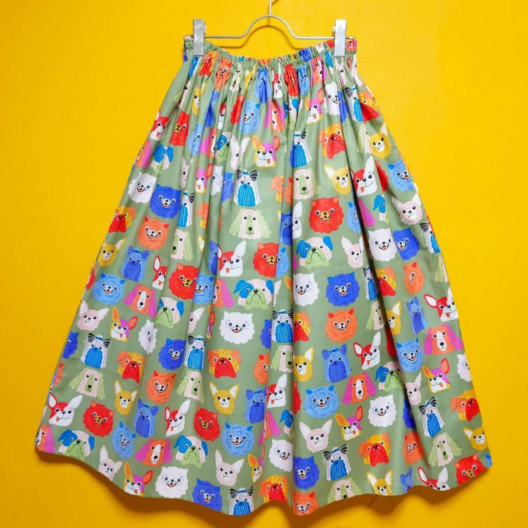 【订制商品】CUTE DOGS 裙子 ss23 绿色 美国棉 日本制造 进口布料 长裙 狗狗 dog 均码 SS 23 - 裙子 - 棉 绿色