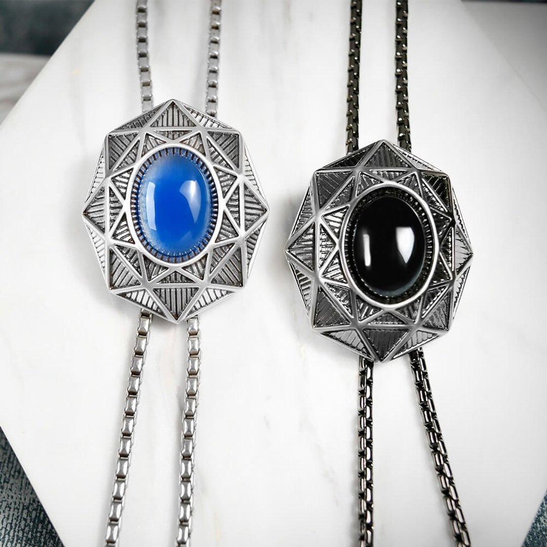 臻宝系列 保罗领带 Bolo Tie 领绳项链 金属绳领带 长项链 - 领带/领带夹 - 其他金属 银色