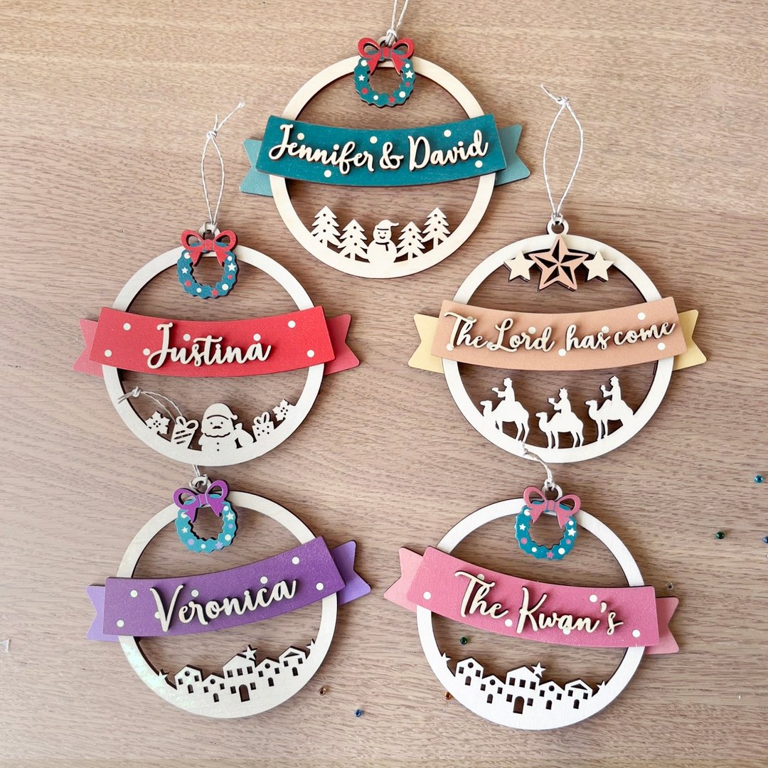 【圣诞限定】Christmas Ornament 自订名字圣诞吊饰 圣诞礼物圣诞 - 摆饰 - 木头 