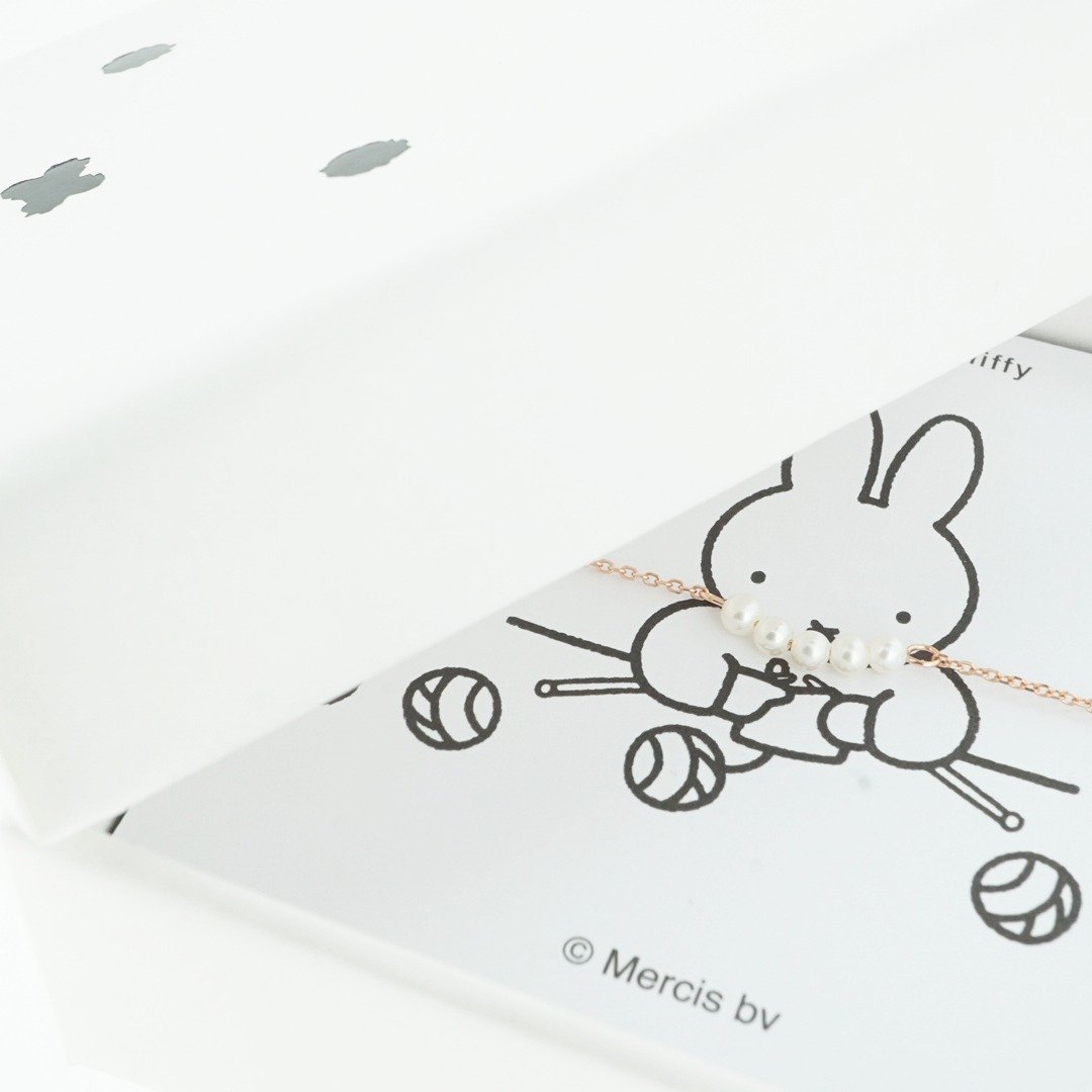 【Pinkoi x miffy】极细淡水珍珠纯银手链 (银/玫瑰金/18k 金) - 项链 - 其他金属 白色