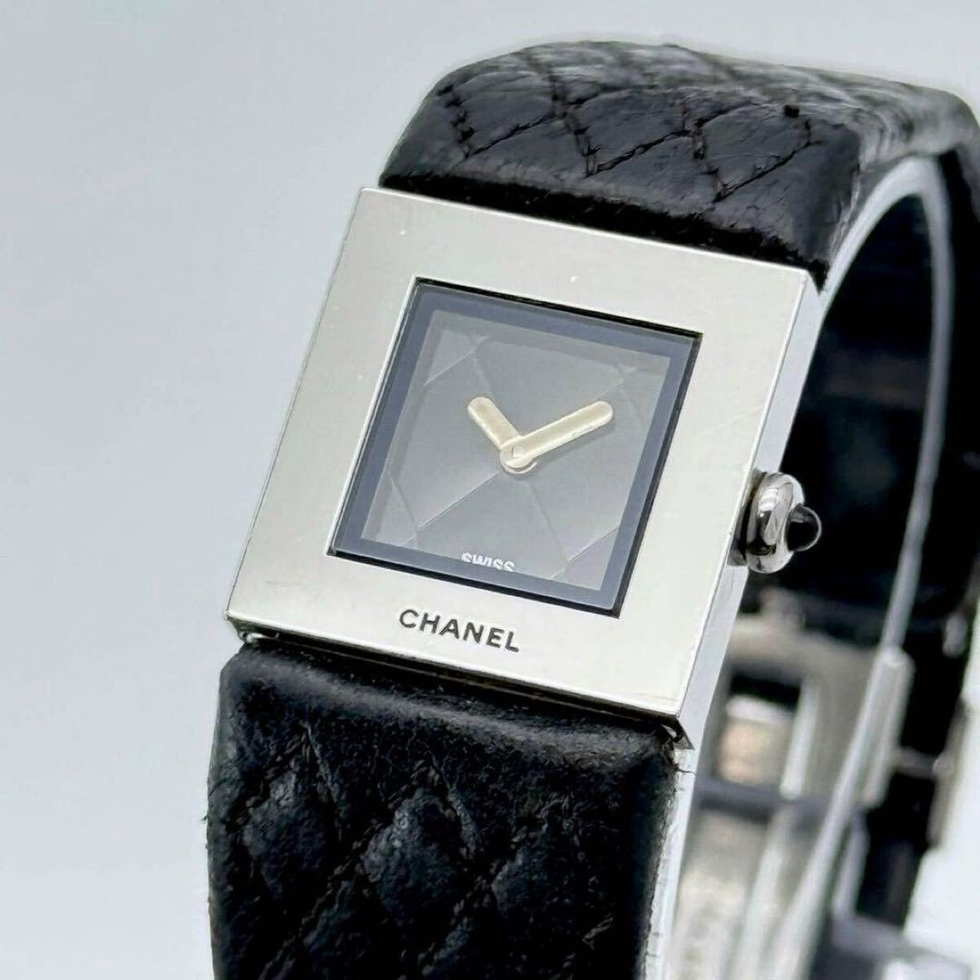 全套配件 中古表 Chanel Metalaase 黑银色古董表 女装手表 腕表 - 女表 - 其他金属 黑色