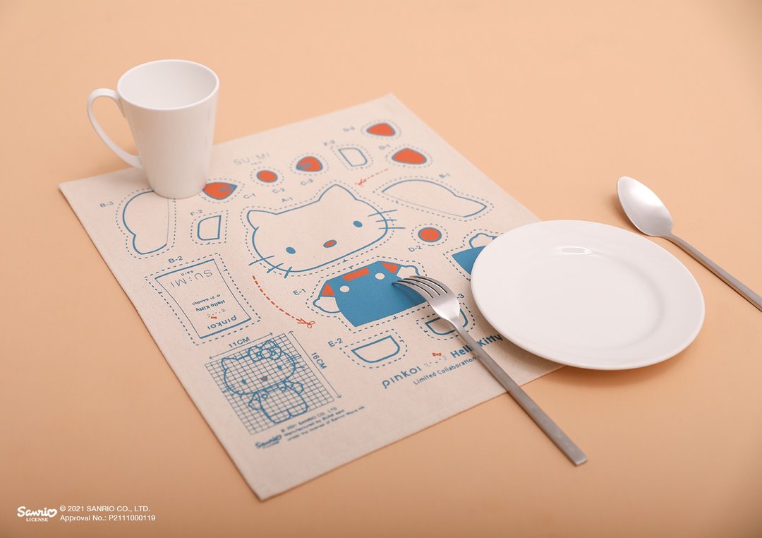 DIY Hello Kitty玩偶餐垫_原色 - 餐垫/桌巾 - 棉 白色