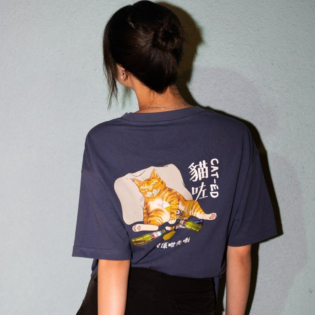 【CREEPS】Cat-ed 宽松重磅印花T恤 - 男装上衣/T 恤 - 棉 多色