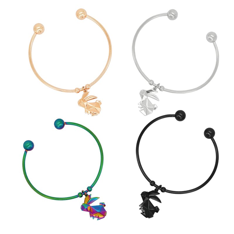 AB01 折纸小兔香薰手镯 - 手链/手环 - 铜/黄铜 