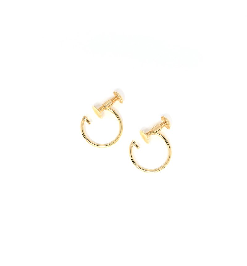 [Made in Japan] K10YG (10K Yellow Gold) Round Clip-On 10mm x 0.7mm [Pair] - 耳环/耳夹 - 其他金属 金色