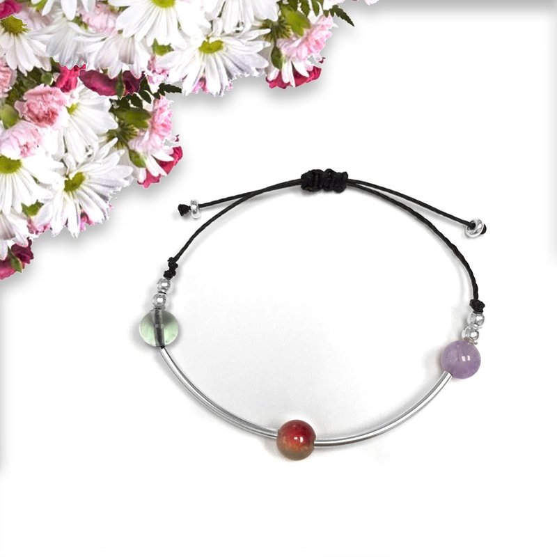 浪漫水晶银珠手链 银珠手链 纯银手链 地球手链 草莓晶 西瓜晶 - 手链/手环 - 银 