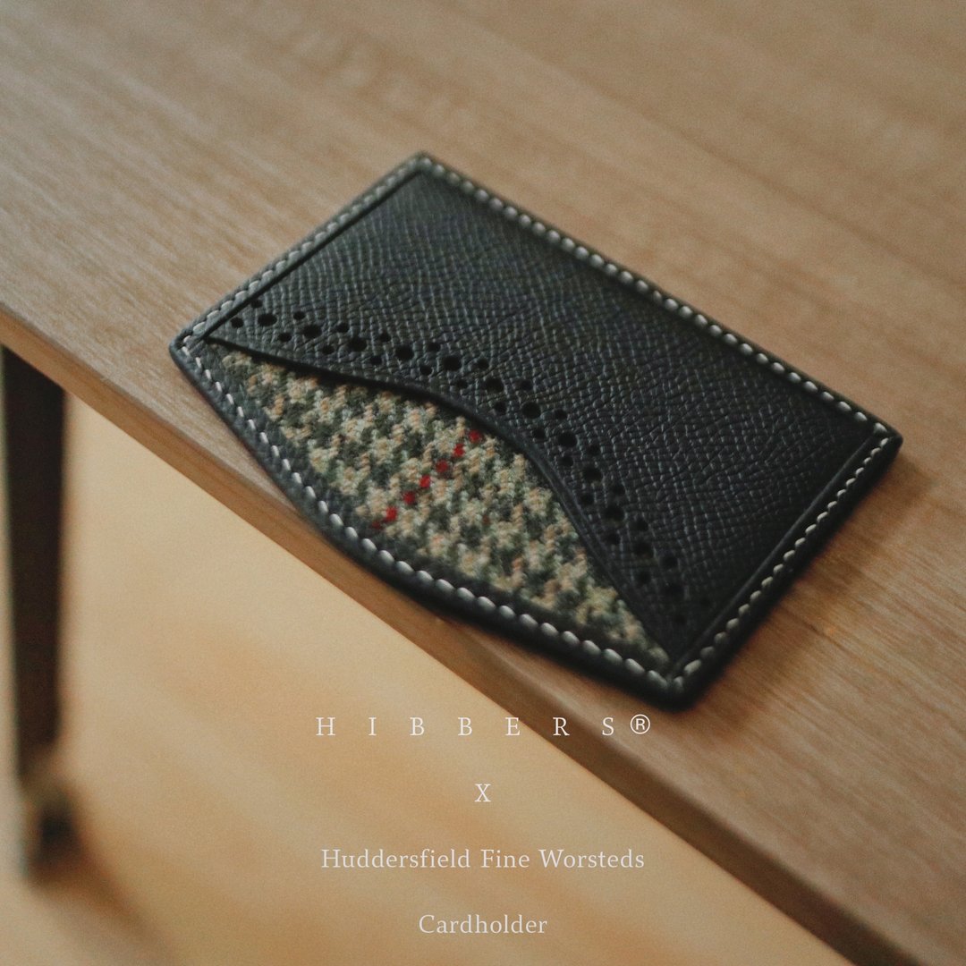 HIBBERS原创设计 X Huddersfield羊毛粗纺花呢配EPSOM牛皮小卡包 - 证件套/卡套 - 真皮 