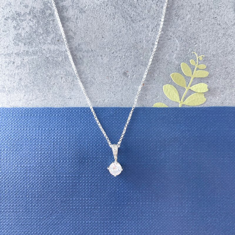 :唯一: 单钻 纯银 白钻项链 \可维修店家 - 项链 - 纯银 