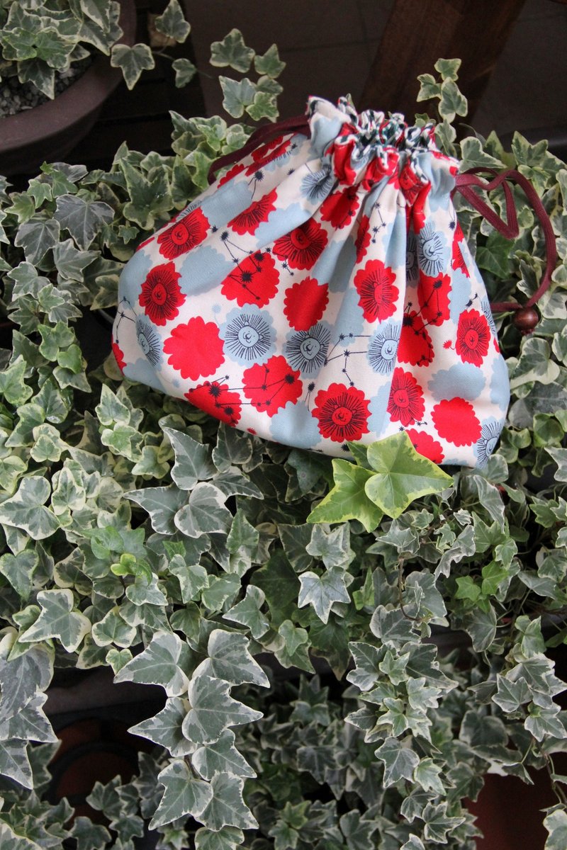 【新设计】Weimom s微茫布创- 棕梠与红花 - 双面可用束口收纳袋、笔袋、筷套、环保餐具袋、布卷 、圣诞礼物 台湾制造-手作良品 - 收纳用品 - 棉．麻 多色