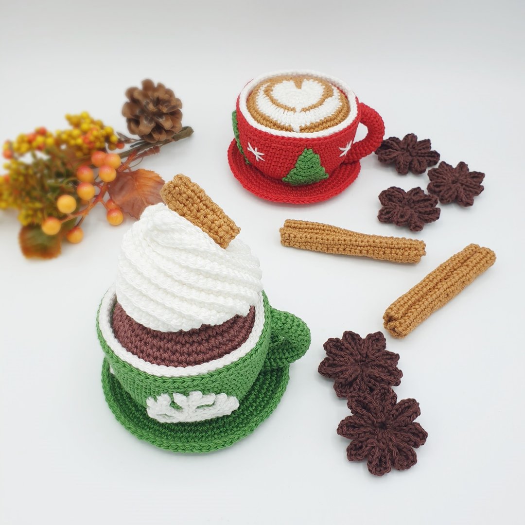 COMBO PACK Christmas Cappuccino, Hot CaCoa Mug , Star Anise and Cinnamon PATTERN - 手工艺教程/工具书 - 其他材质 