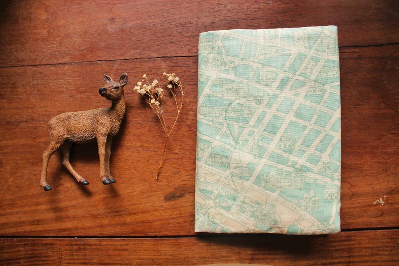 手作书衣【旅人地图】50k(A6) - 笔记本/手帐 - 棉．麻 绿色