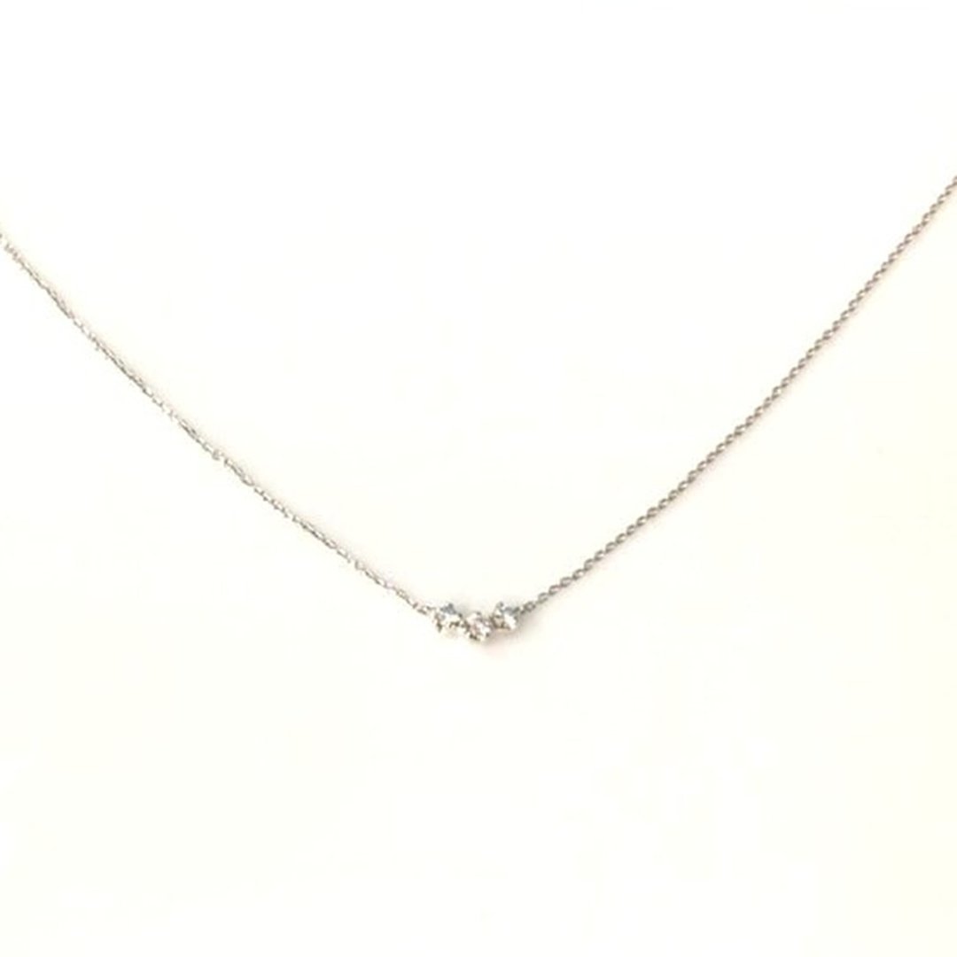 【Moriarty Jewelry】三颗小钻 - 微性感 - 14K 白K金 小钻项链 - 项链 - 钻石 