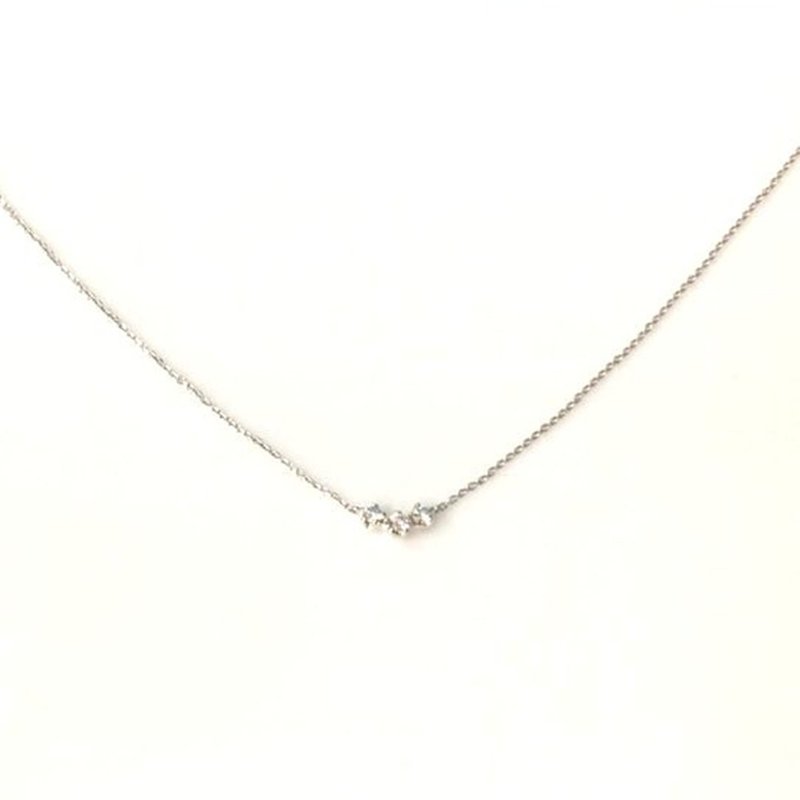 【Moriarty Jewelry】三颗小钻 - 微性感 - 14K 白K金 小钻项链 - 项链 - 钻石 