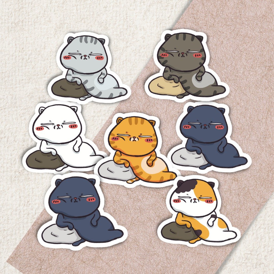 猫咪贴纸 / 本宫乏了 / pvc / 5cm - 贴纸 - 其他材质 多色