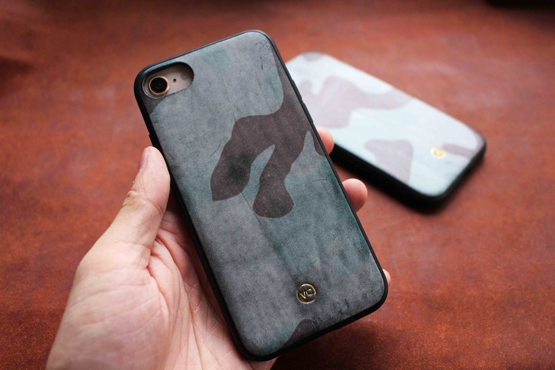 【VULCAN 轻薄款手机壳】iPhone 12 各型号适用 迷彩擦蜡植鞣 防摔 - 手机壳/手机套 - 真皮 蓝色