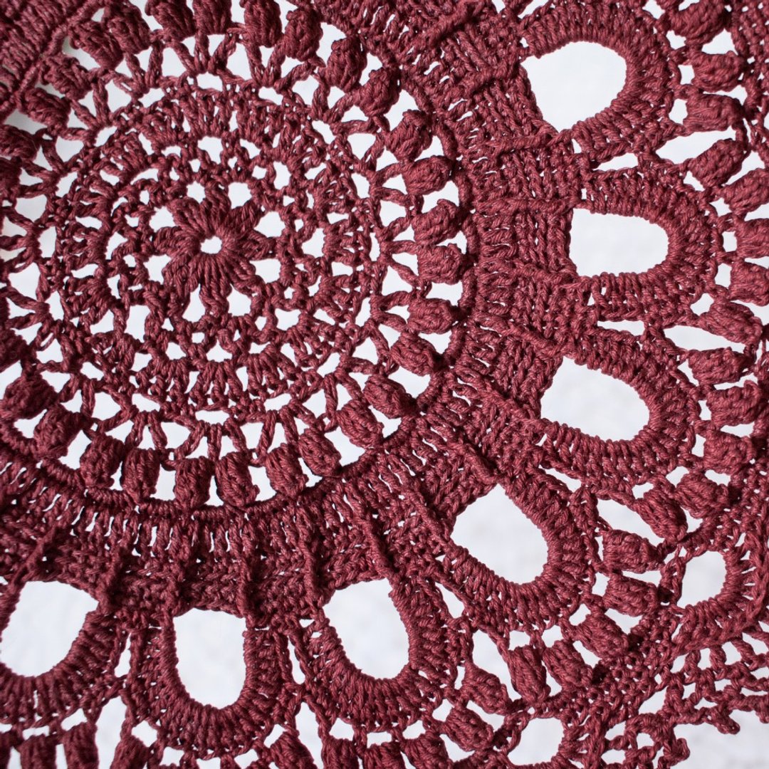 桌巾 | 桌巾 桌旗 | 居家佈置 | Burgundy lace crochet coaster Table place mat | Doily  茶道配件| - 摆饰 - 棉 多色