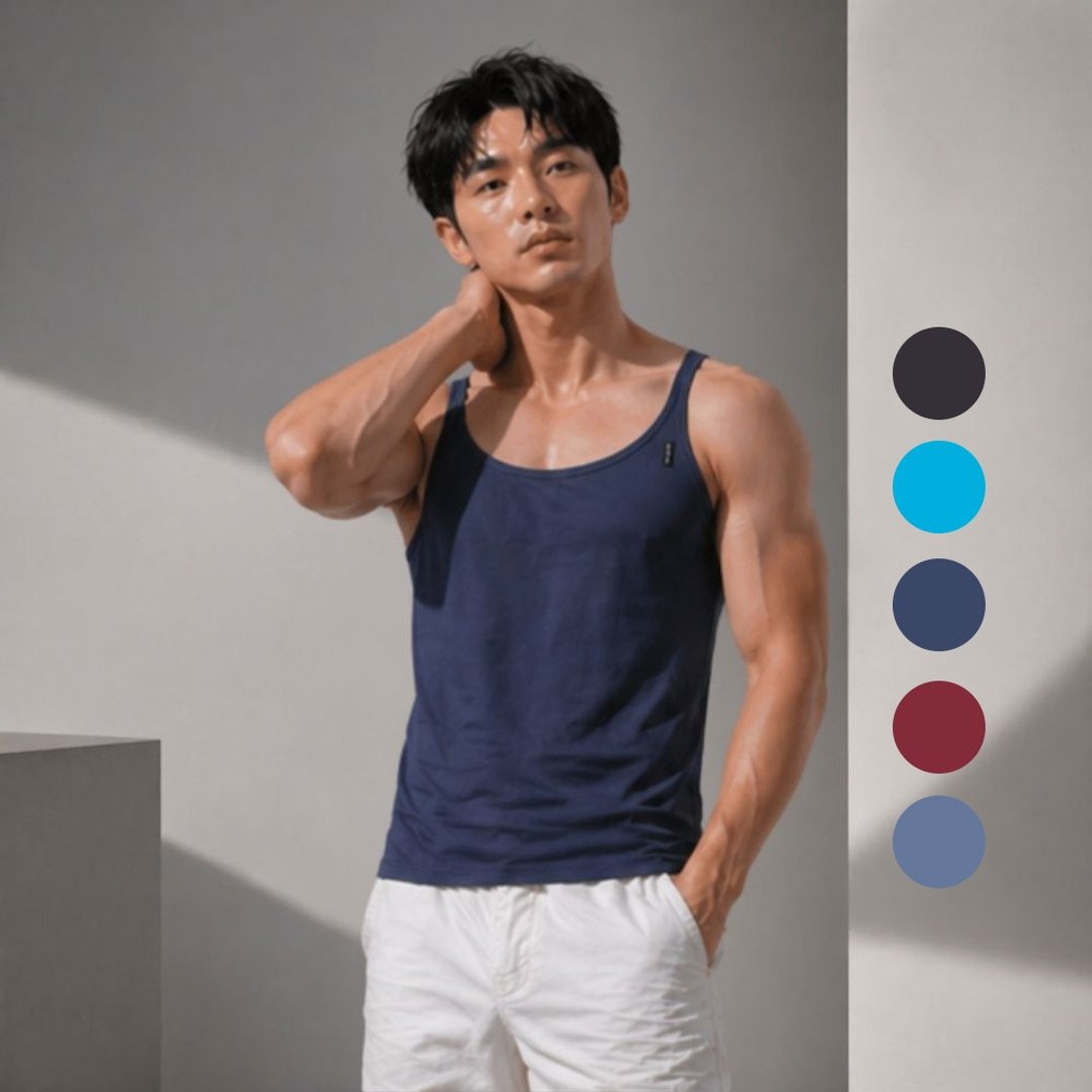【MORINO】(3 件组) 吸汗速干凉感背心 - 男装背心 - 其他材质 蓝色