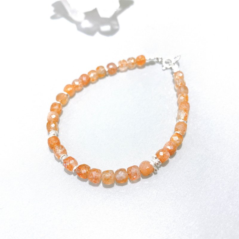 Ops Sunstone silver bracelet - 金太阳石/金草莓晶/纯银/手链 - 手链/手环 - 银 金色