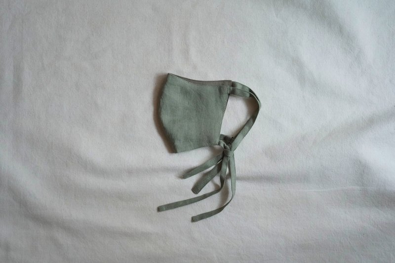 unisex mask | 双色绑带口罩 | 小 苗 绿  x  崎 - 口罩 - 棉．麻 绿色
