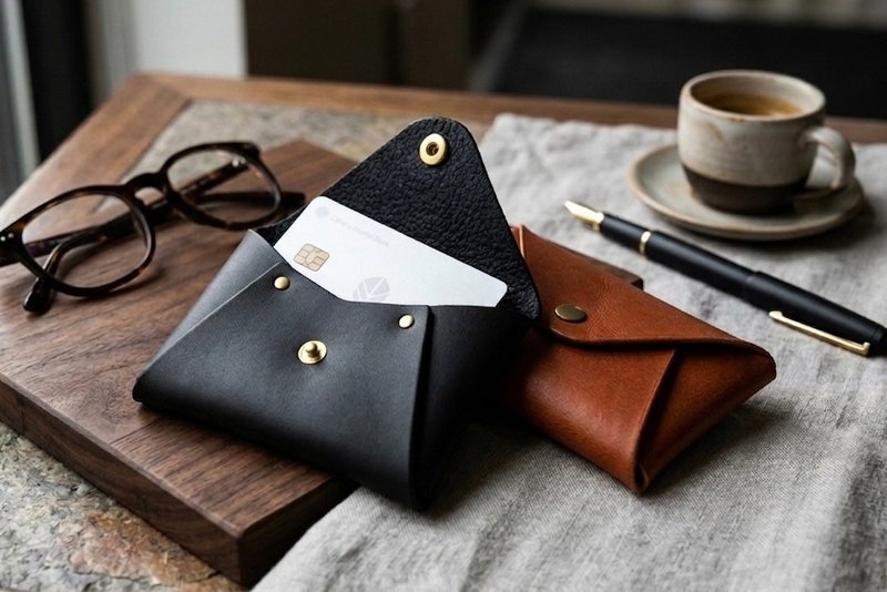 【生日礼物】名片收纳盒 l Badalassi-Pueblo 磨砂皮 I 黄铜五金 - 名片夹/名片盒 - 真皮 