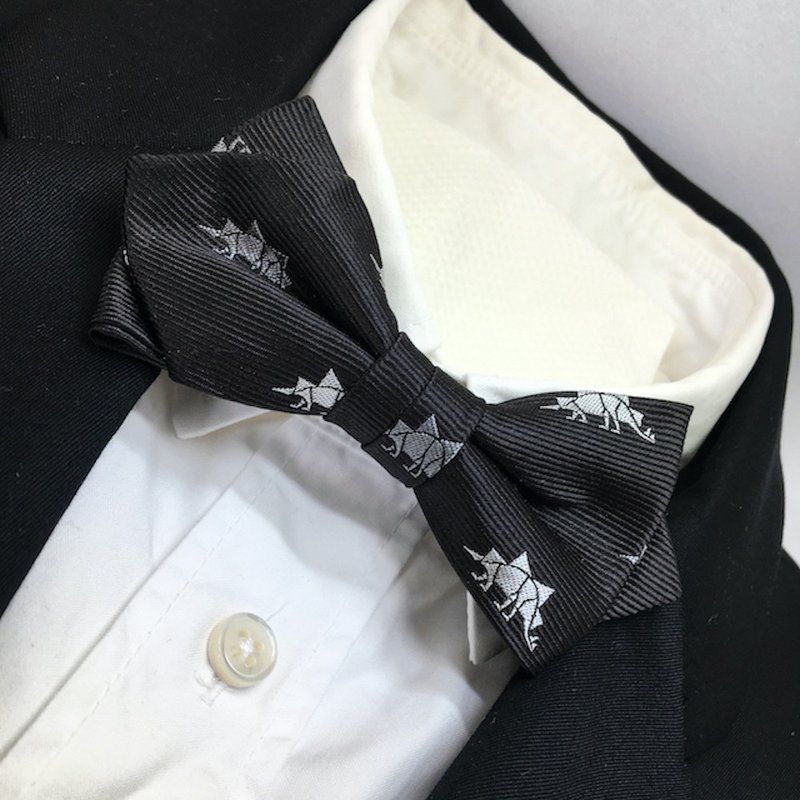 Stegosaurus bowtie butterfly gray - 领结/领巾 - 丝．绢 灰色