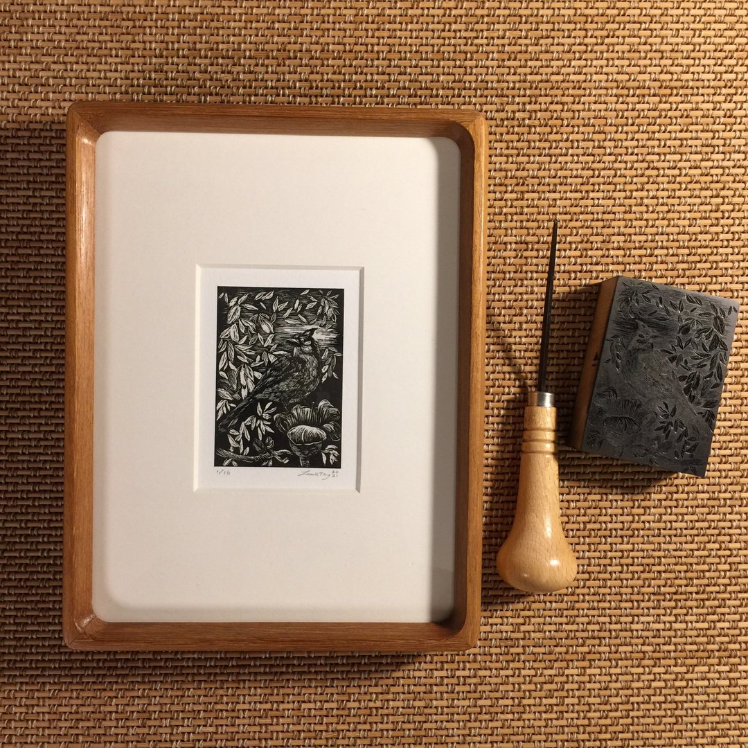 【木口木刻版画】Flower blooms again - 海报/装饰画/版画 - 纸 黑色